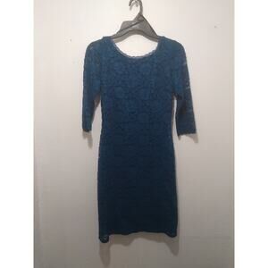 Laundry By Shelli Segal Women's size 6 Bodycon Stretch Lace Dress Blue
